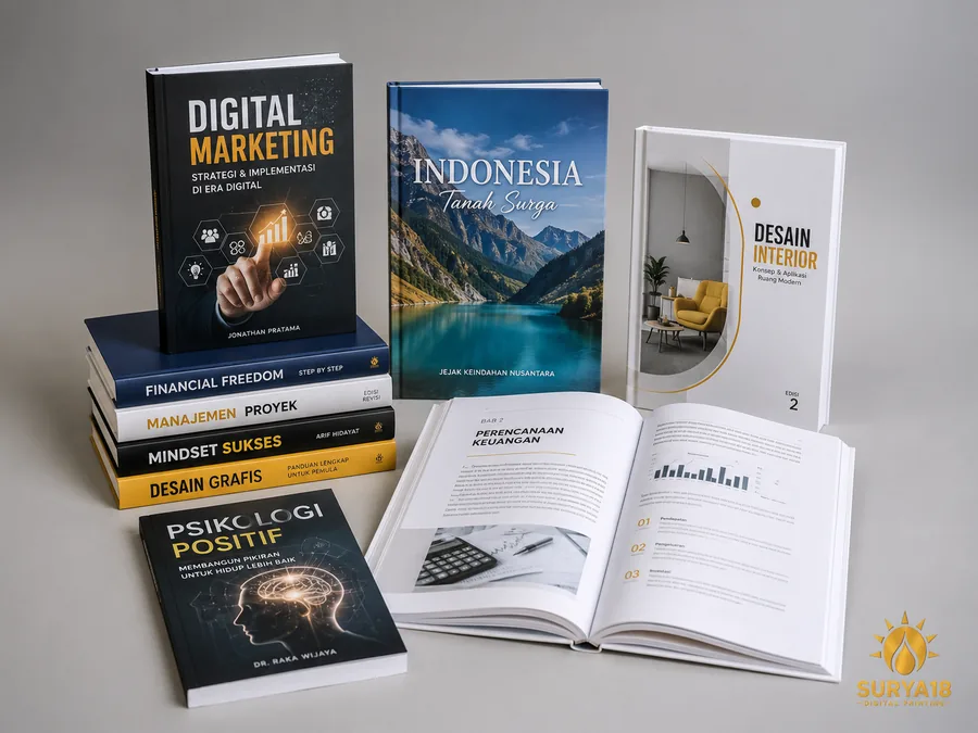 Cetak buku dengan desain cover profesional
