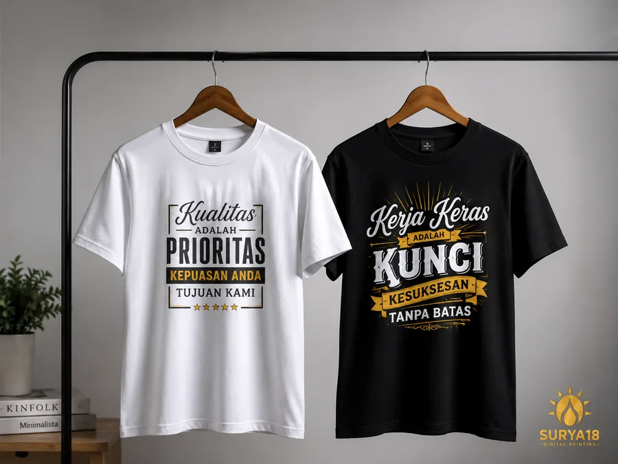 Kaos sablon custom hitam dan putih